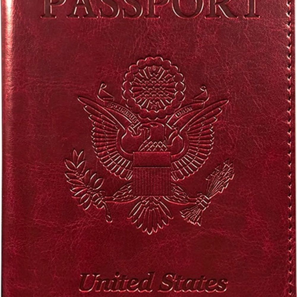 Red Fashion Women Men Passport Cover Pu Leather Marble Style Travel ID​​